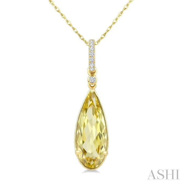 Evoque Gemstone Pear Shape & Diamond Pendant