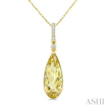 Evoque Gemstone Pear Shape & Diamond Pendant