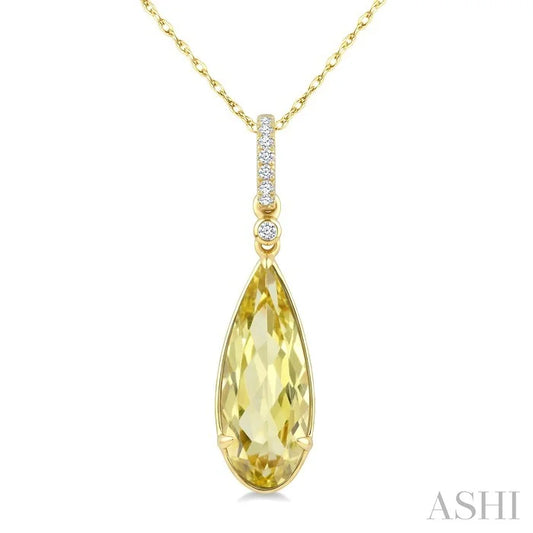 Evoque Gemstone Pear Shape & Diamond Pendant