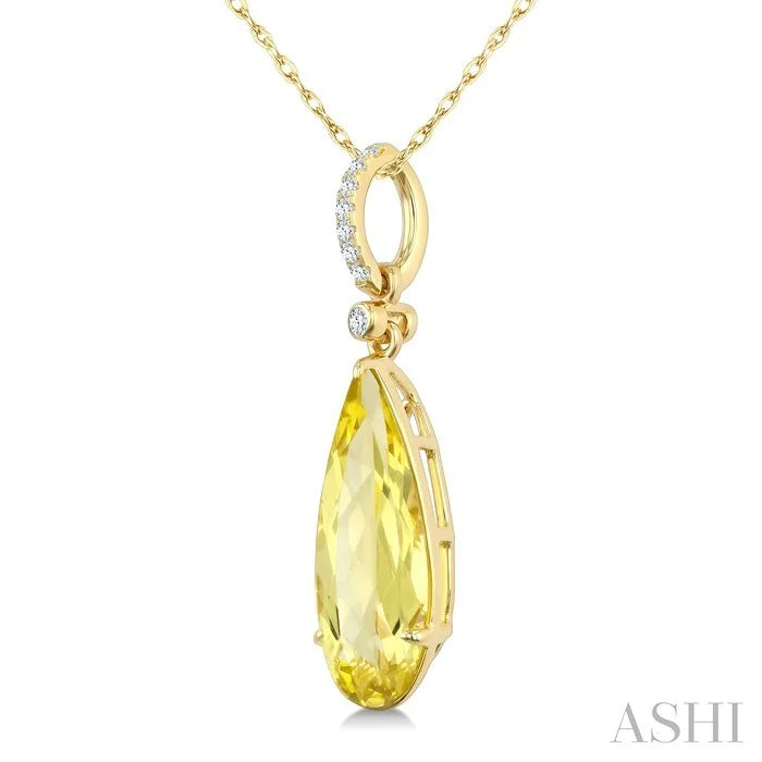 Evoque Gemstone Pear Shape & Diamond Pendant