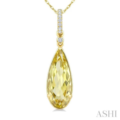 Evoque Gemstone Pear Shape & Diamond Pendant
