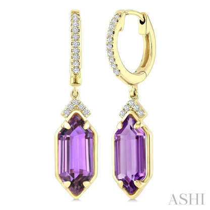 Evoque Gemstone Hexagon Shape &  Diamond Earrings