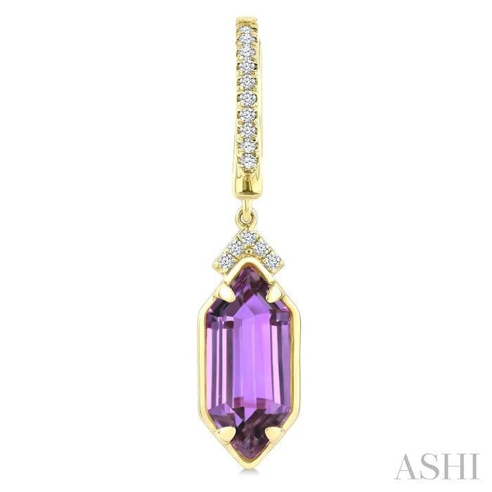 Evoque Gemstone Hexagon Shape &  Diamond Earrings