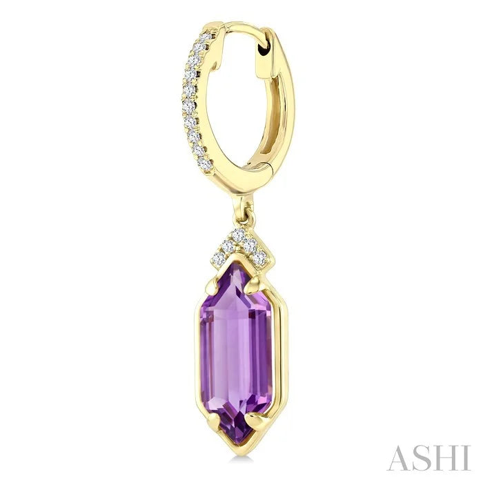 Evoque Gemstone Hexagon Shape &  Diamond Earrings