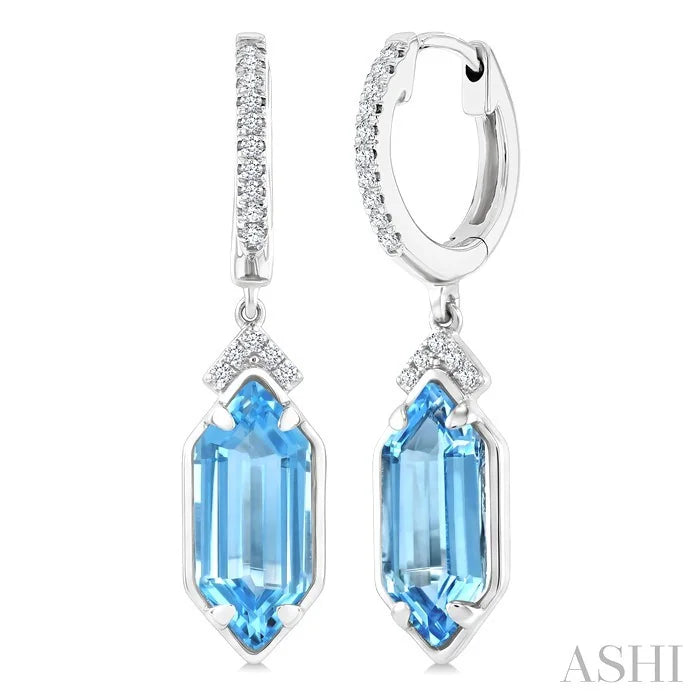Evoque Gemstone Hexagon Shape &  Diamond Earrings