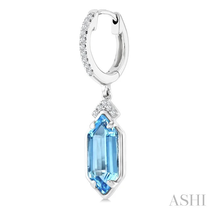 Evoque Gemstone Hexagon Shape &  Diamond Earrings