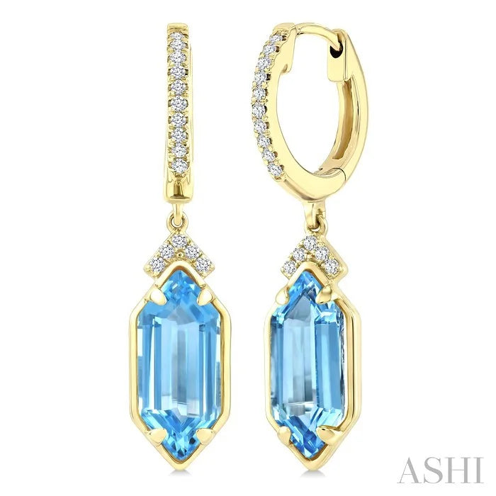 Evoque Gemstone Hexagon Shape &  Diamond Earrings