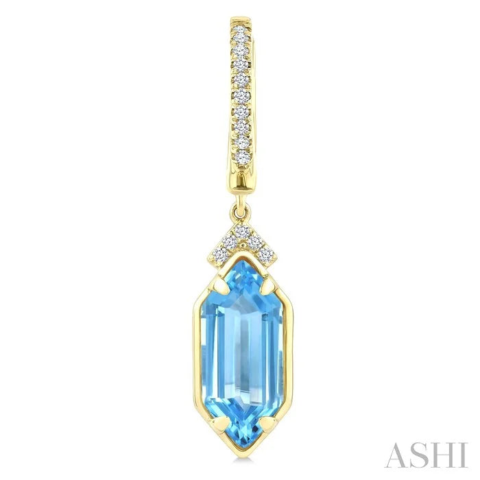 Evoque Gemstone Hexagon Shape &  Diamond Earrings