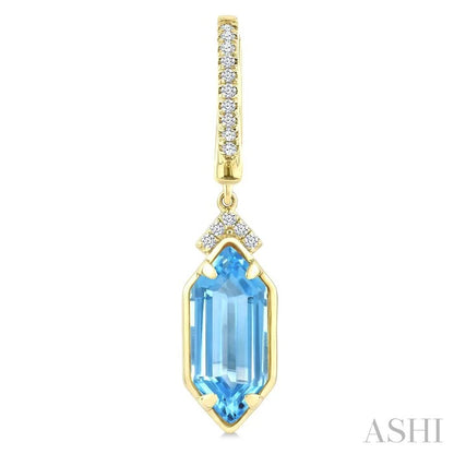 Evoque Gemstone Hexagon Shape &  Diamond Earrings