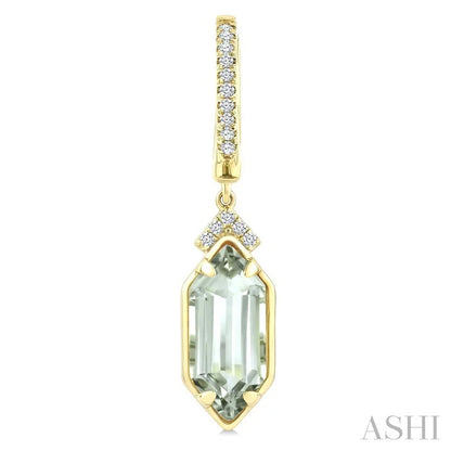 Evoque Gemstone Hexagon Shape &  Diamond Earrings