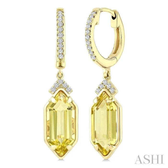 Evoque Gemstone Hexagon Shape &  Diamond Earrings