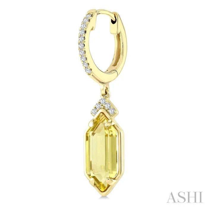 Evoque Gemstone Hexagon Shape &  Diamond Earrings