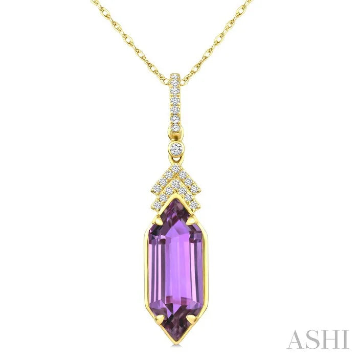 Evoque Gemstone Hexagon Shape & Diamond Pendant