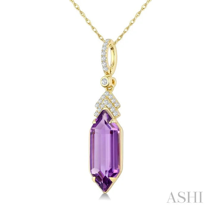 Evoque Gemstone Hexagon Shape & Diamond Pendant