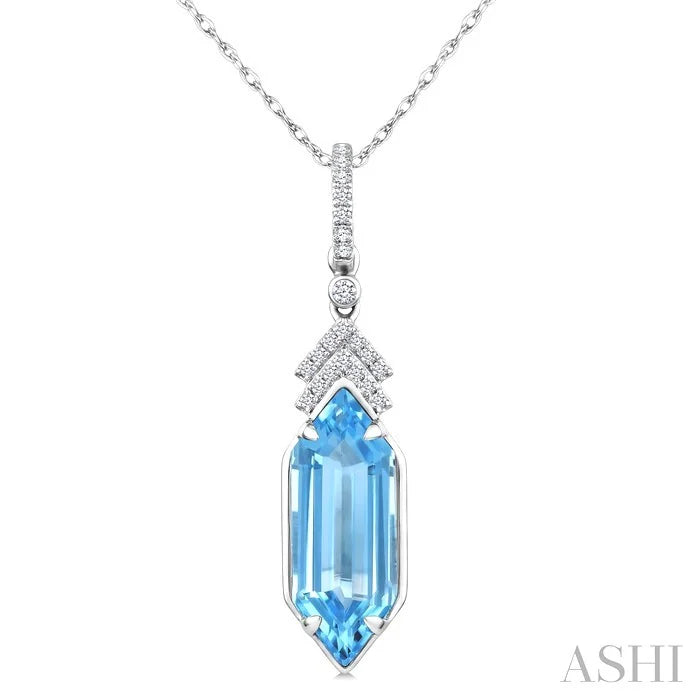 Evoque Gemstone Hexagon Shape & Diamond Pendant