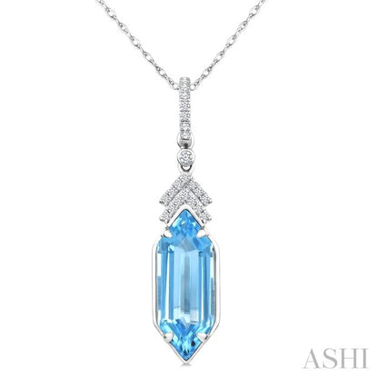 Evoque Gemstone Hexagon Shape & Diamond Pendant