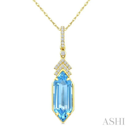 Evoque Gemstone Hexagon Shape & Diamond Pendant