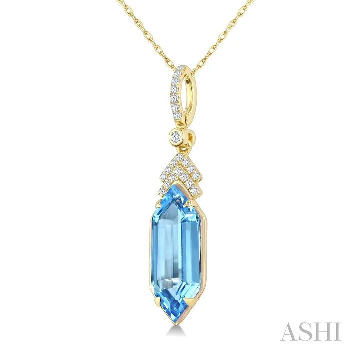 Evoque Gemstone Hexagon Shape & Diamond Pendant
