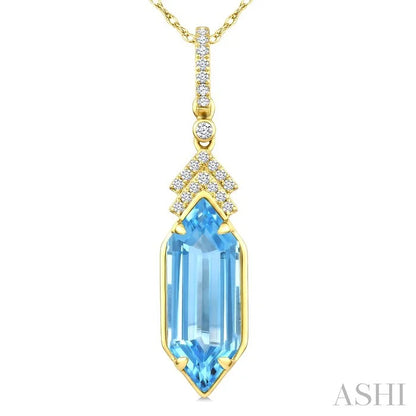 Evoque Gemstone Hexagon Shape & Diamond Pendant