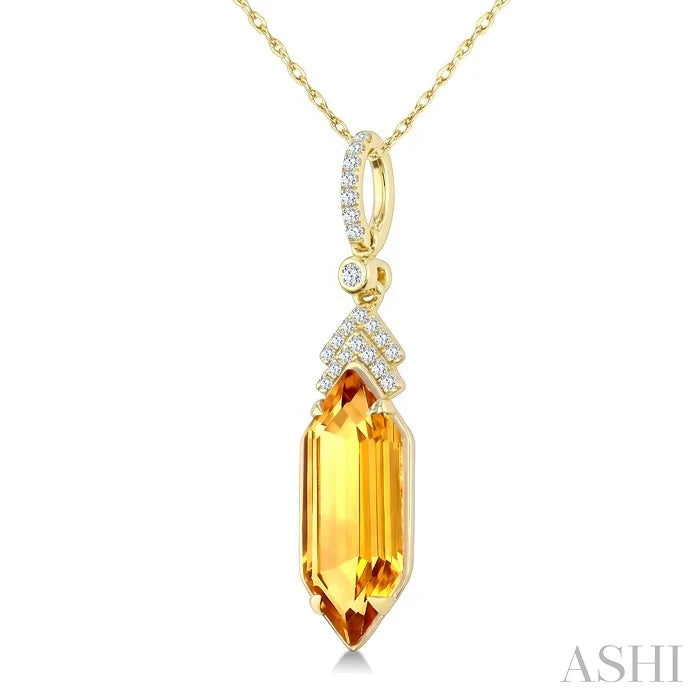 Evoque Gemstone Hexagon Shape & Diamond Pendant