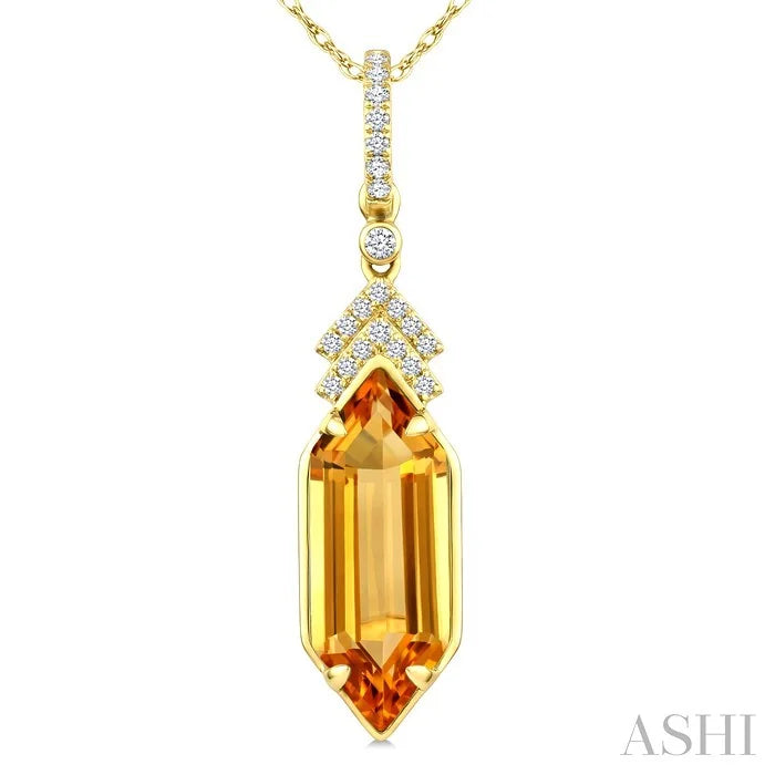 Evoque Gemstone Hexagon Shape & Diamond Pendant