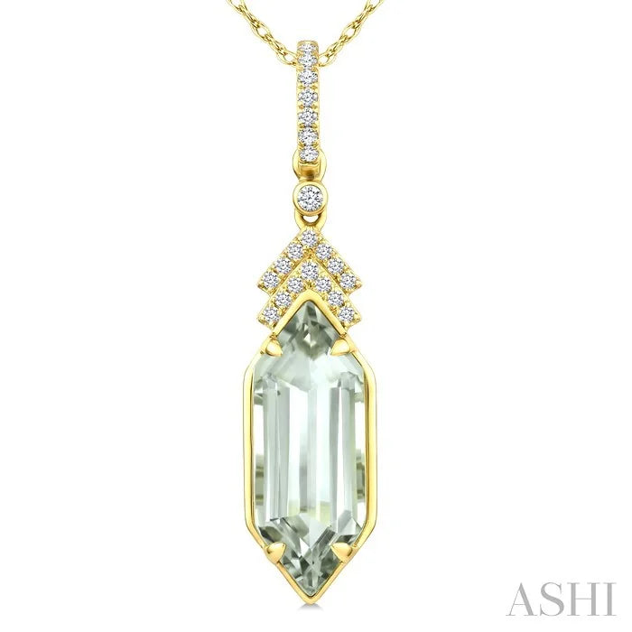 Evoque Gemstone Hexagon Shape & Diamond Pendant