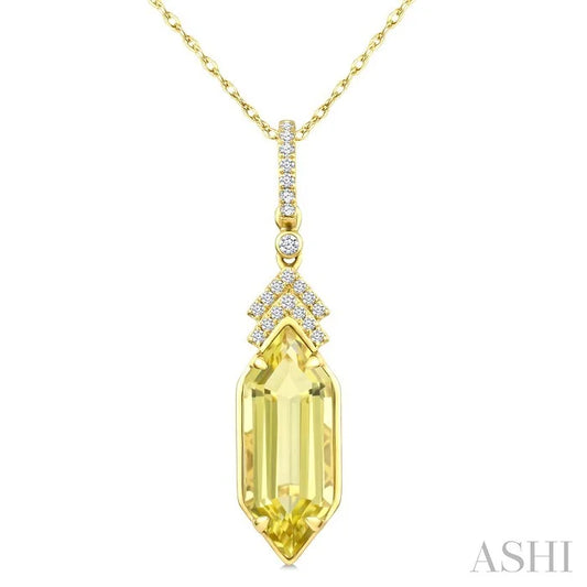 Evoque Gemstone Hexagon Shape & Diamond Pendant