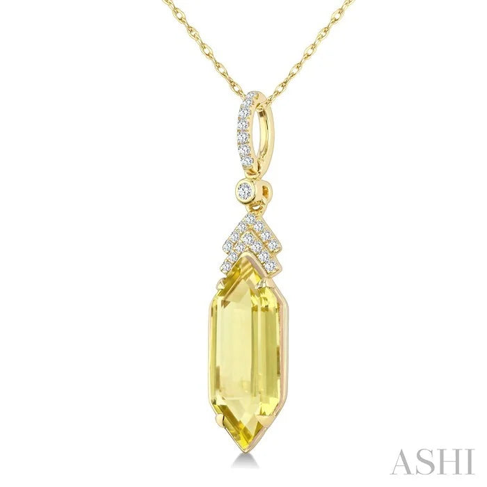Evoque Gemstone Hexagon Shape & Diamond Pendant