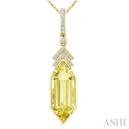 Evoque Gemstone Hexagon Shape & Diamond Pendant