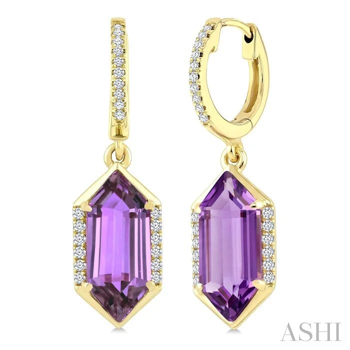 Evoque Gemstone Hexagon Shape &  Diamond Earrings