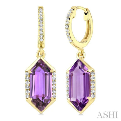 Evoque Gemstone Hexagon Shape &  Diamond Earrings