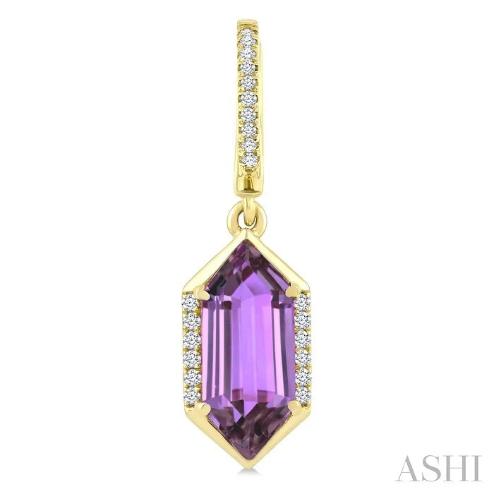 Evoque Gemstone Hexagon Shape &  Diamond Earrings