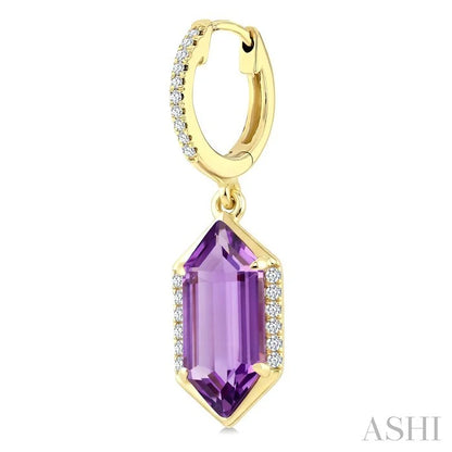 Evoque Gemstone Hexagon Shape &  Diamond Earrings