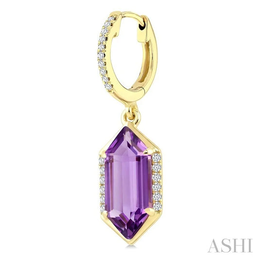 Evoque Gemstone Hexagon Shape &  Diamond Earrings