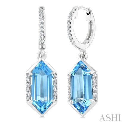 Evoque Gemstone Hexagon Shape &  Diamond Earrings