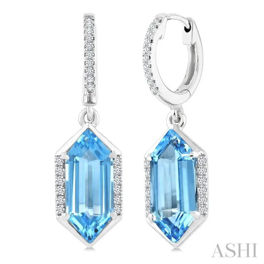 Evoque Gemstone Hexagon Shape &  Diamond Earrings
