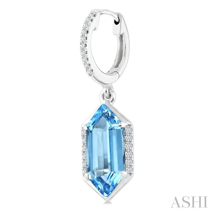 Evoque Gemstone Hexagon Shape &  Diamond Earrings