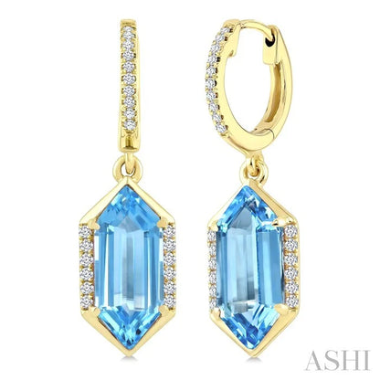 Evoque Gemstone Hexagon Shape &  Diamond Earrings