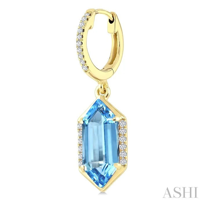 Evoque Gemstone Hexagon Shape &  Diamond Earrings