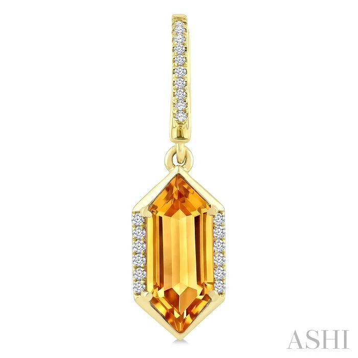 Evoque Gemstone Hexagon Shape &  Diamond Earrings