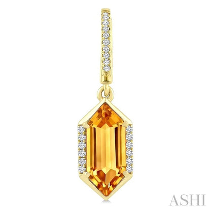 Evoque Gemstone Hexagon Shape &  Diamond Earrings
