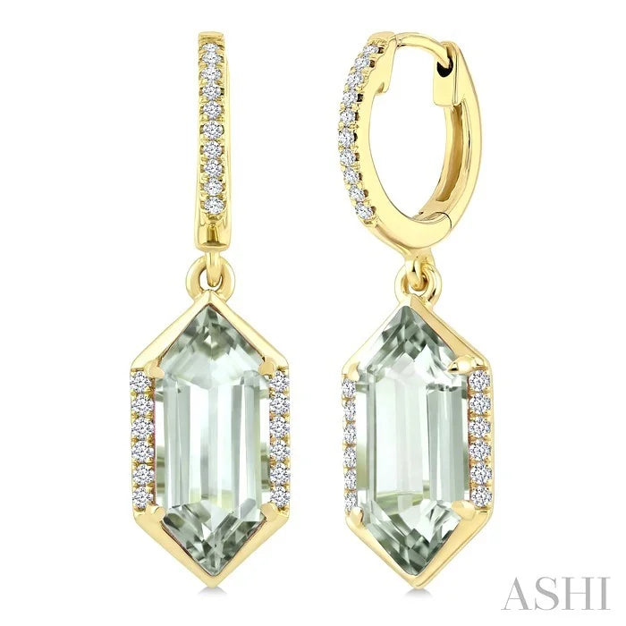 Evoque Gemstone Hexagon Shape &  Diamond Earrings