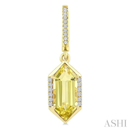 Evoque Gemstone Hexagon Shape &  Diamond Earrings