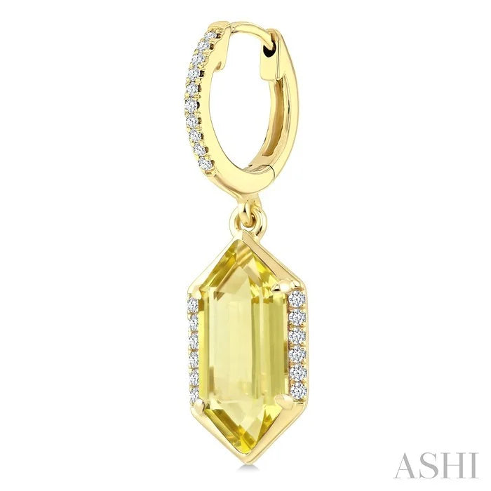 Evoque Gemstone Hexagon Shape &  Diamond Earrings