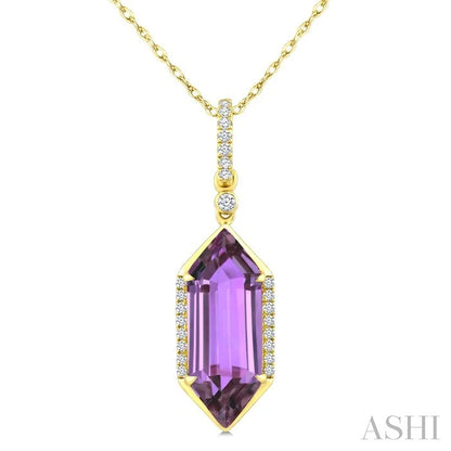 Evoque Gemstone Hexagon Shape & Diamond Pendant