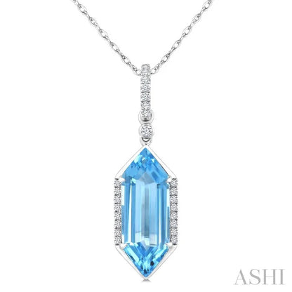 Evoque Gemstone Hexagon Shape & Diamond Pendant
