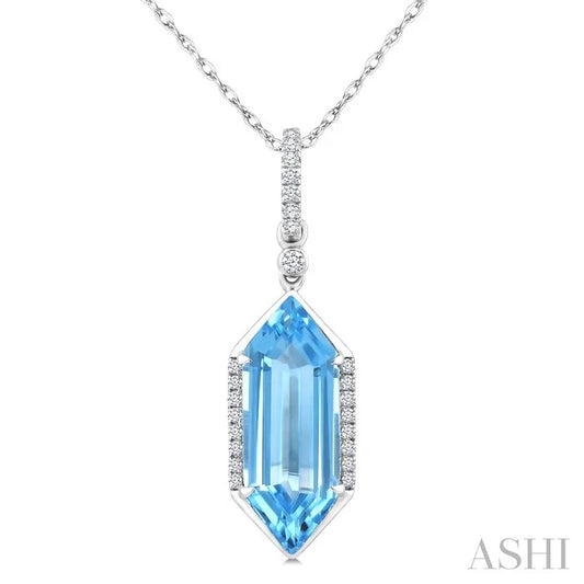 Evoque Gemstone Hexagon Shape & Diamond Pendant