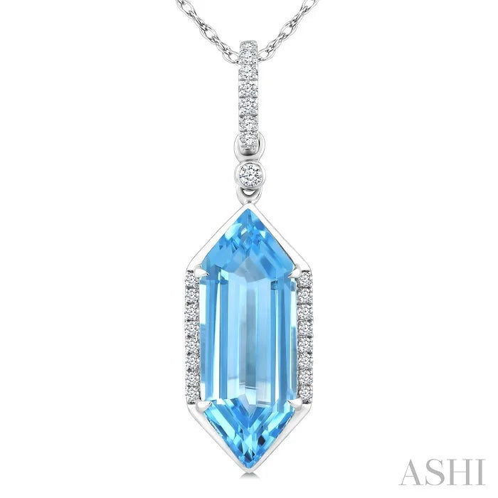 Evoque Gemstone Hexagon Shape & Diamond Pendant