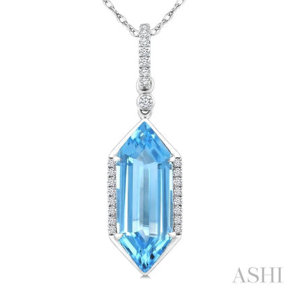 Evoque Gemstone Hexagon Shape & Diamond Pendant