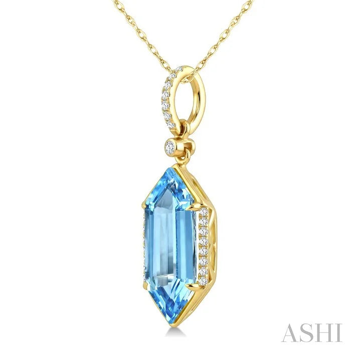 Evoque Gemstone Hexagon Shape & Diamond Pendant